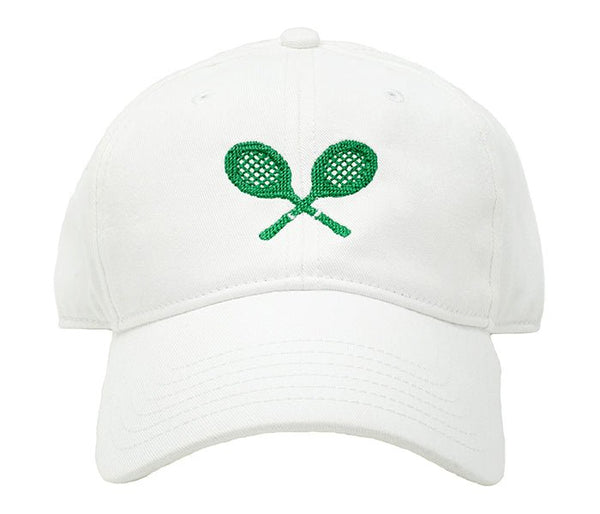 Kids Tennis Racquets Baseball Hat - White