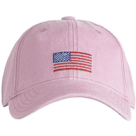 Kids American Flag Baseball Hat - Light Pink