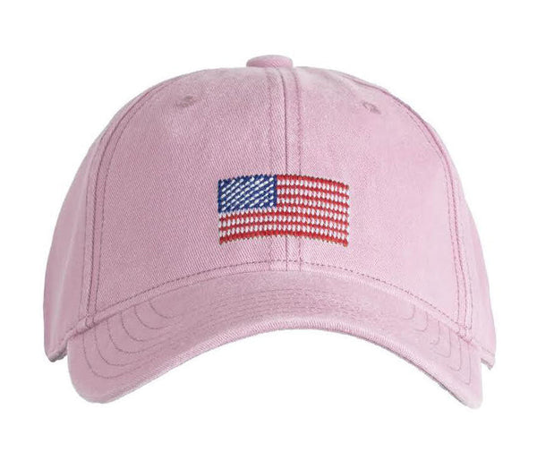 Kids American Flag Baseball Hat - Light Pink