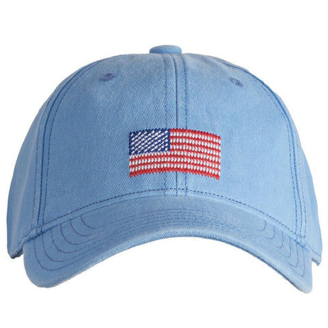Kids American Flag Baseball Hat - Light Blue