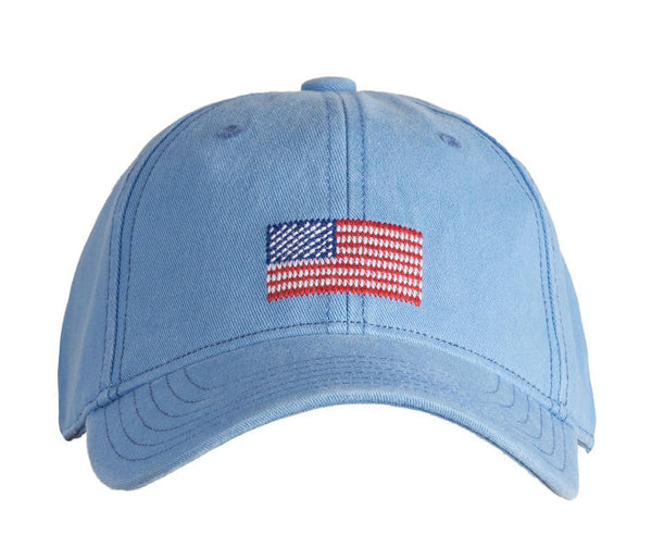 Kids American Flag Baseball Hat - Light Blue