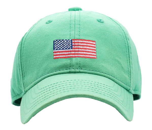 Kids American Flag Baseball Hat - Keys Green