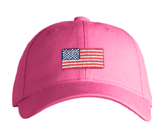 American Flag Baseball Hat - Bright Pink