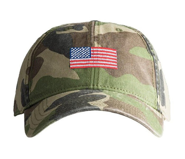 American Flag Baseball Hat - Camo