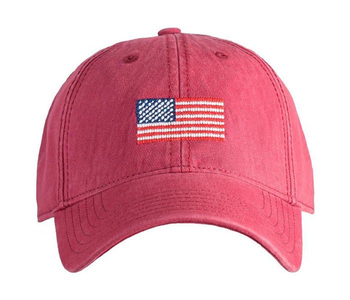 American Flag Baseball Hat - Weathered Red