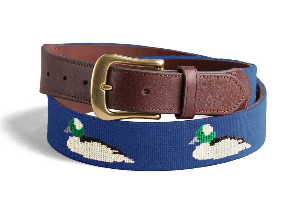 Bufflehead Duck on Faded Navy Needlepoint Belt – Harding  display picture 3