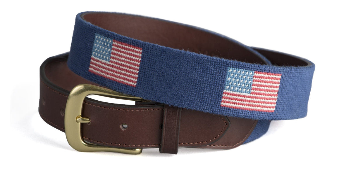 American Flag Needlepoint Belt - Navy