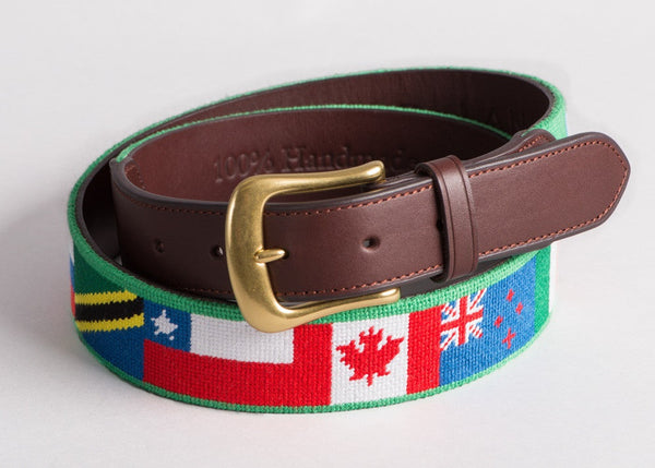 World Flags Needlepoint Belt - Multi