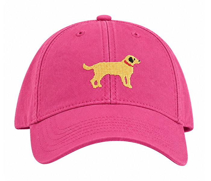 Kids Yellow Lab Baseball Hat - Bright Pink